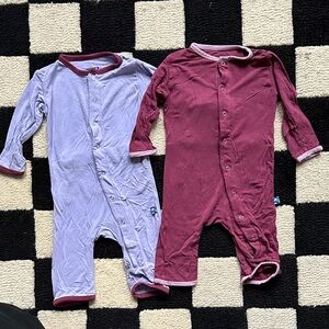 Kickee Pants Bamboo Pajamas - Purple and Maroon | 0-3 months